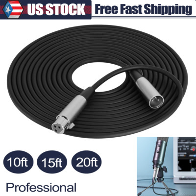 10/15/20ft 3 Pin XLR Male to Female Balanced Cable Microphone MIC Cord Extension