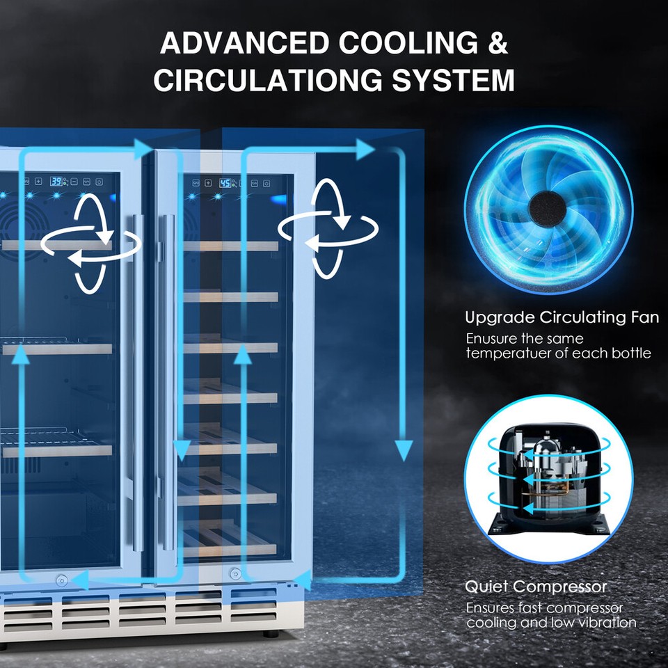 Dual Zone Cooler White & Red Wines Chiller Refrigerator Freestanding