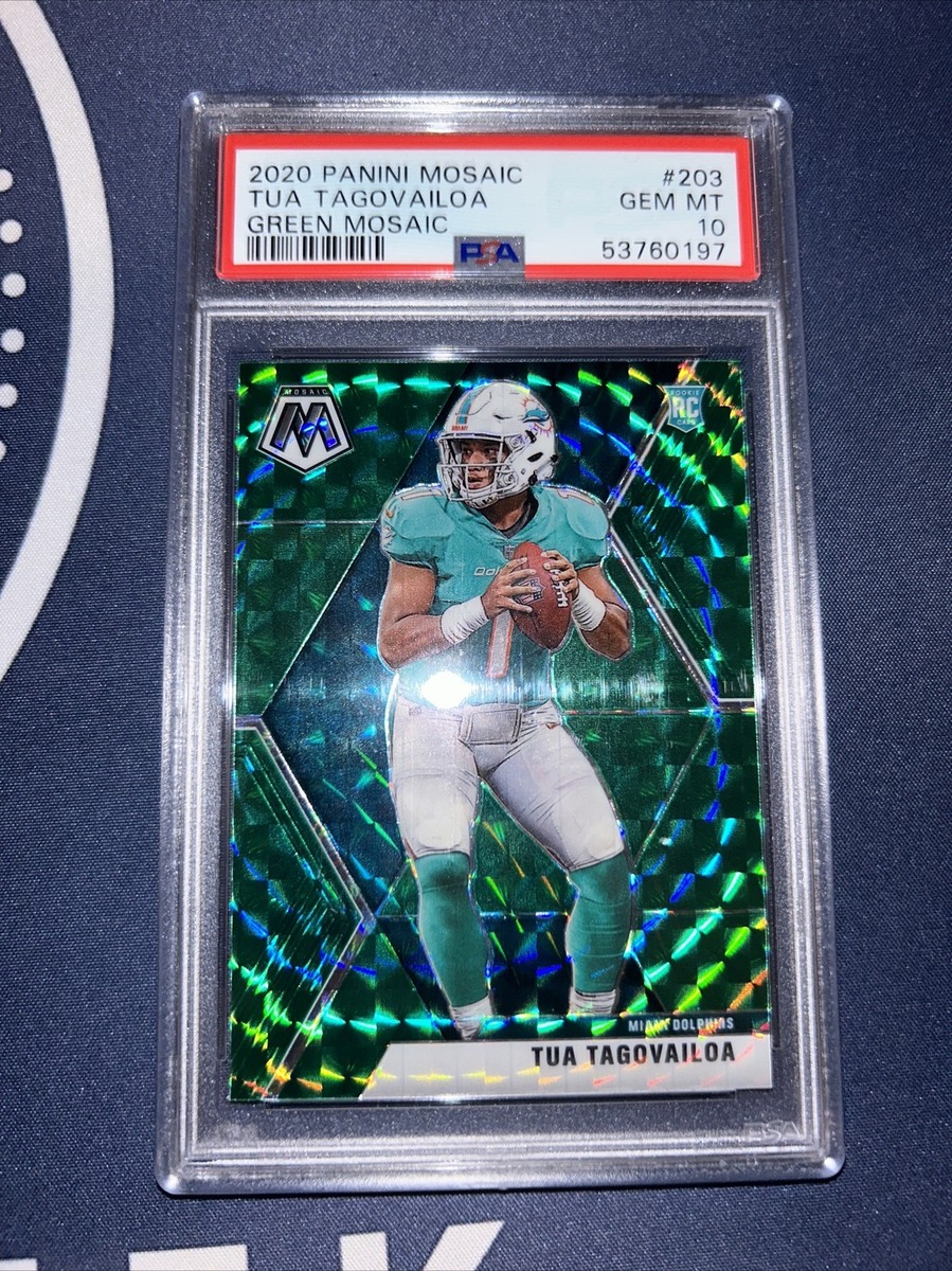 2020 Panini Mosaic Tua Tagovailoa Rookie Card Green #203 GEM 