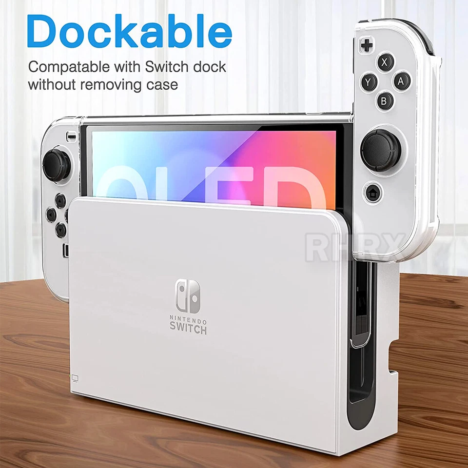 For Nintendo Switch OLED Transparent Shockproof Protective Hard Case Full Cover - Image 2 of 4