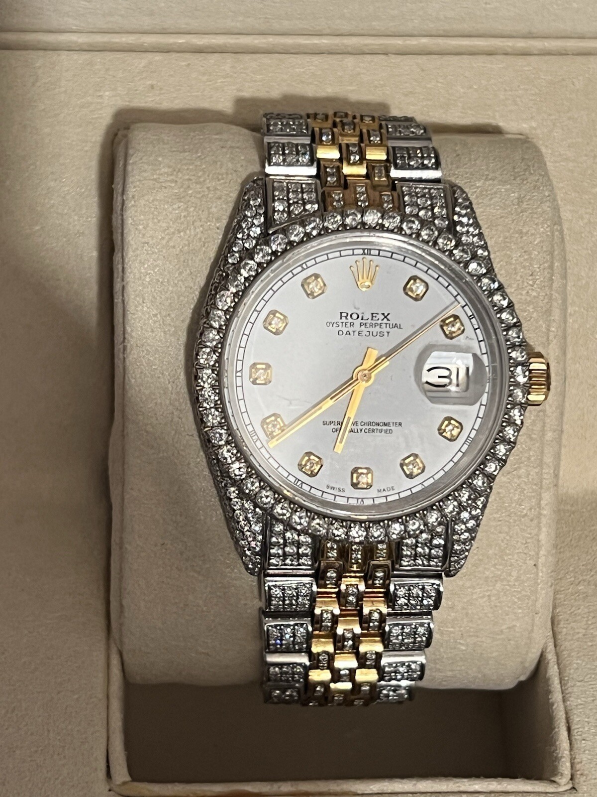 Rolex Datejust 36mm Bustdown Iced Out With Natural Diamonds