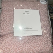Docofil Queen Duvet Matelasse 2 Standard Shams Cotton Rose Portugal