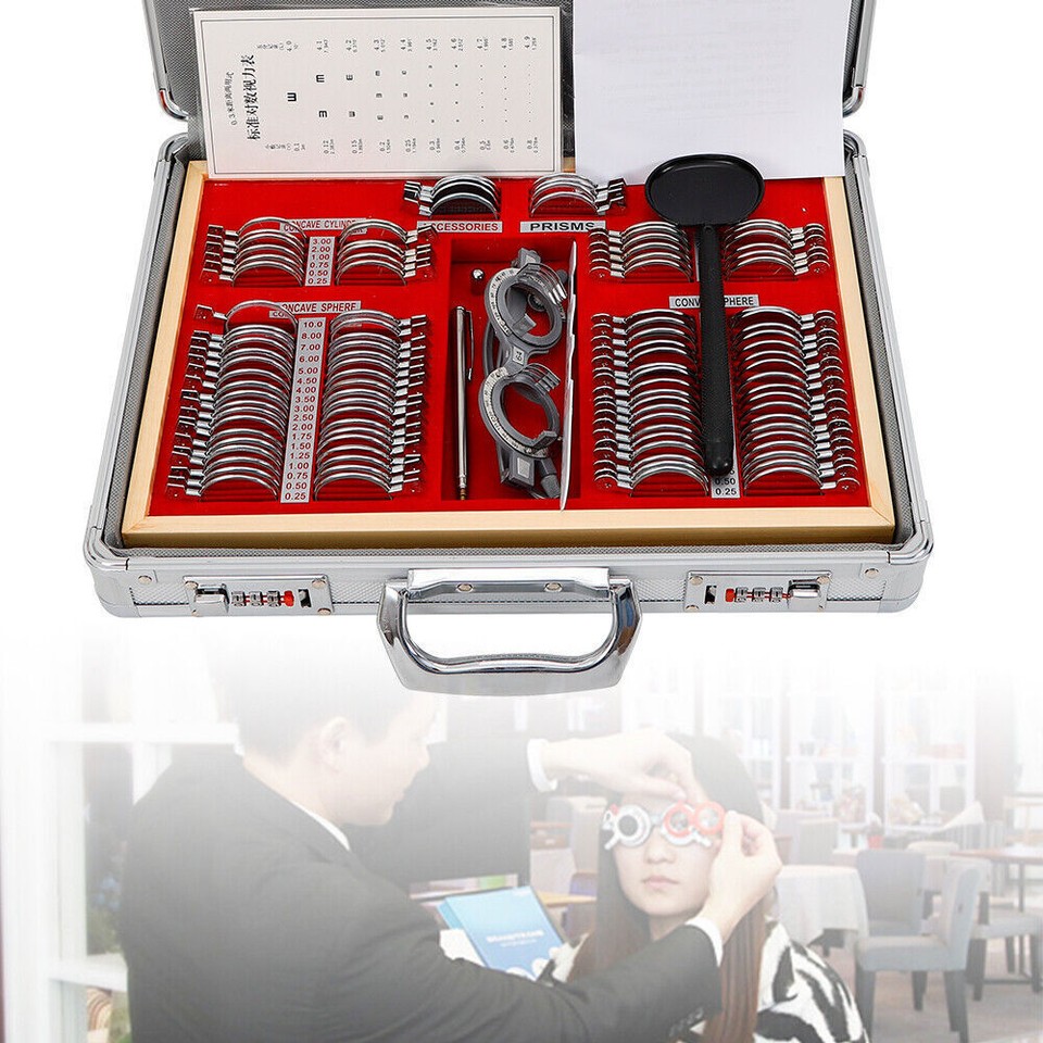 Optical Trial Lens Set Metal Rim Optometry Kit 104PCS w/ Free