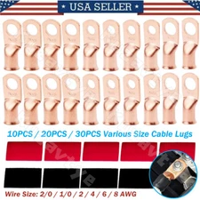 10/30X Heavy Duty Copper Cable Lugs Battery Ring Crimp Terminals Wire Connectors