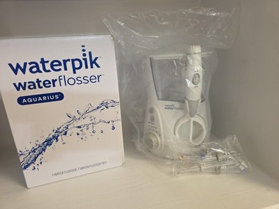 Waterpik Water Flosser, Aquarius, 1 Water Flosser, 7 Flosser Tips, NEW, White