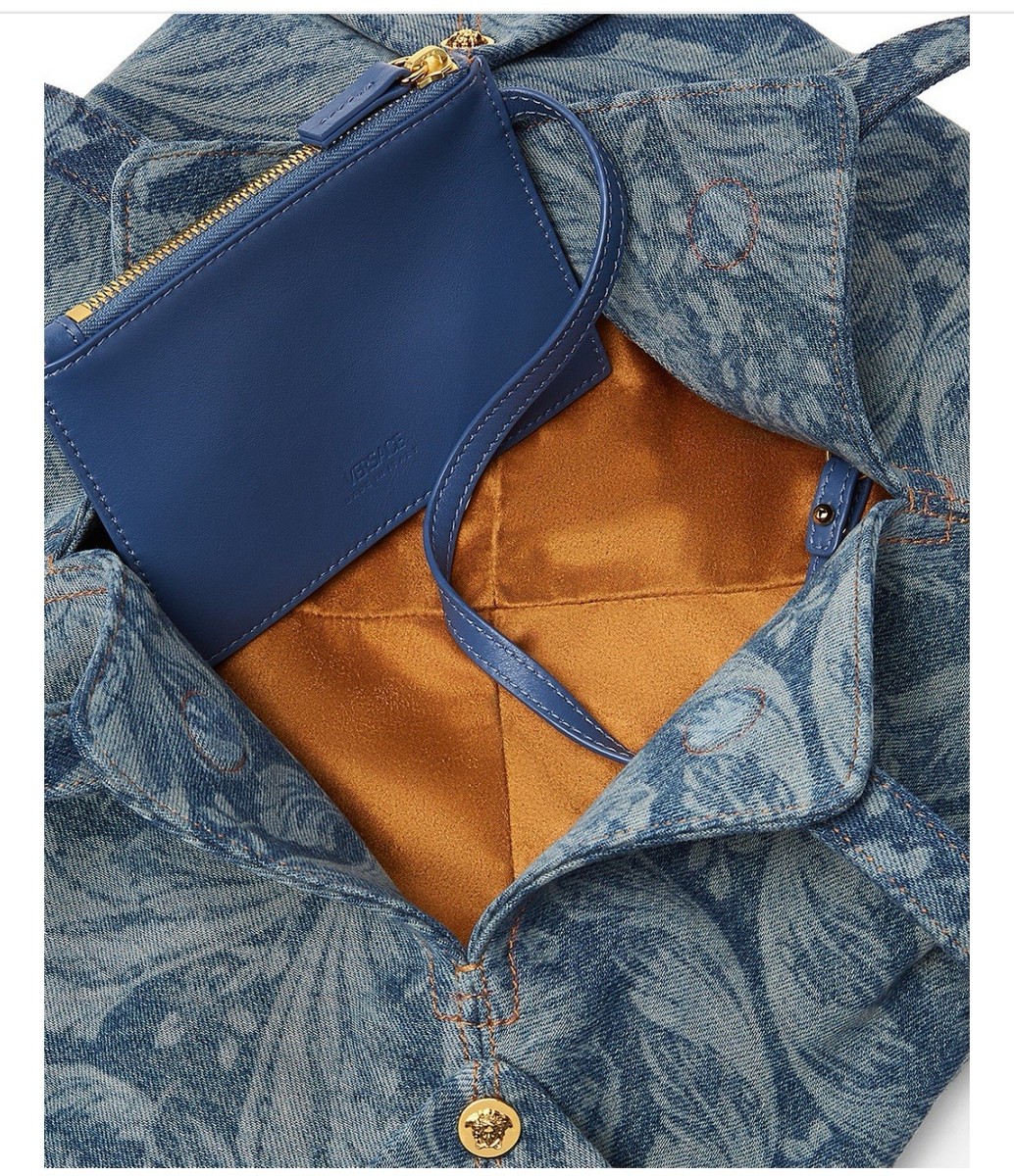Versace Protea Barocco Blue Denim Shoulder HandBag - Brand New