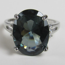 Aquamarine in Platinum Over 925 Sterling Silver Ring Sz 7 JK100