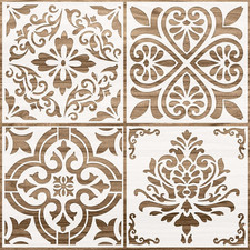 4 Pieces Reusable Tile Stencil Floor 12 X 12 Inches Wall Templates Tile Patte...