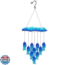 Sea Glass Fish Wind Chimes for Outside, Windchimes Outdoors Uniqu