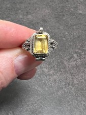 Citrine Poison Ring, Vintage Poison Ring, Loc...
