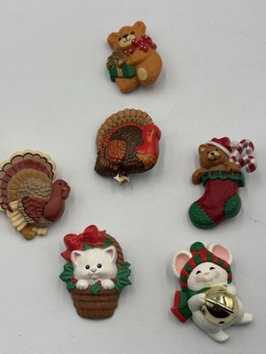 Vintage Hallmark Pins Lot of 6 Holiday