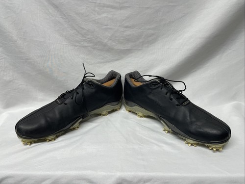 FootJoy FJ DNA Helix Spiked Golf Shoes Mens 11.5 Black Leather Lace Up - Picture 4 of 8