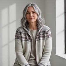 Eddie Bauer Gray and Red Zip-Up Sweater