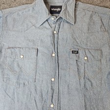 Vintage Wrangler Mens Pearlsnap Denim Longsleeve Shirt Size 15.5x33 Stitched W