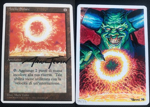 MTG Italian Revised SOL RING signed ARTIST PROOF AP w/original Juzam Djinn art