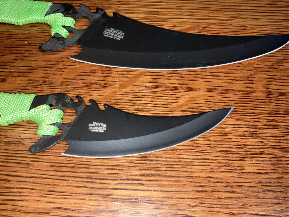 Cuchillo de hoja fija Z-Hunter de 5” y 7” mango envuelto con cordón verde con funda ZB-128-2 Foto 2 de 4
