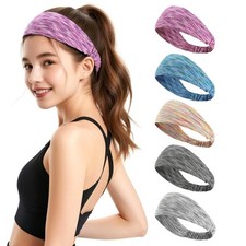 Sweat Headbands for Women - Moisture Wicking Wide Yoga Headband, Non Slip Sof...