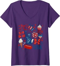 Est 1776 Patriotic US Flag 4th Of July Design Funny Ladies' V-Neck Tshirt
