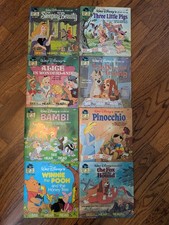 Vintage Lot 8 Disney Read Along Books and Records 33 1/3 RPM Classic Lot