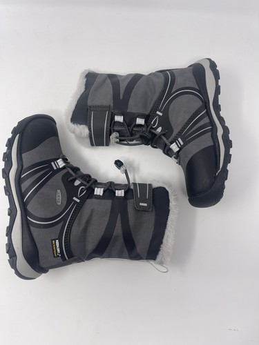 KEEN Stivali da neve impermeabili in pelliccia isolata nero e grigio, 10 bambini - Foto 4 di 12