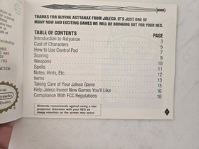 Astyanax NES Manual Solo Aut&eacute;ntico Original Nintendo