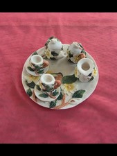 Floral Hummingbird Miniature Ceramic Tea Set. Resin