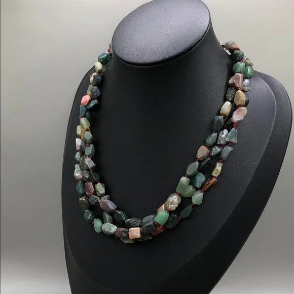 Triple layer layered stone gemstone necklace ster… - image 6
