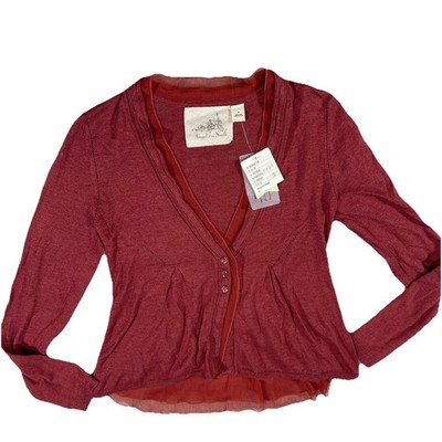 Anthropologie Angel of the North Small Cardigan Sweater Top Boho Silk NWT O2