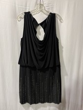 Black Xscape by Joanna Chen cocktail dress Drap Neckline Open Back Size 12