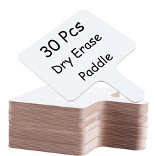 30 PK 8x10" Dry Erase Answer Paddles, Handheld Wooden White Board Double-Sided