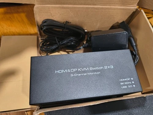 ATLAHET 8K HDMI + DisplayPort KVM Switch 3 Monitors 2 PCs USB 3.0 Support