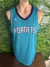 NBA Charlotte Hornets Basketball Blank Teal 2017-2018 Game Jersey Size 52+4