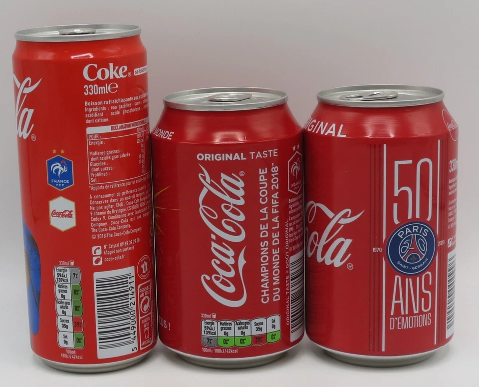 3 different Coca-Cola soccer related 330ml cans, France, FIFA, PSG 50 ans - image 4 of 4