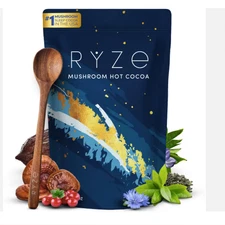 RYZE Mushroom Sleep Hot Cocoa Bedtime Adaptogenic Drink, 20 Servings W/ Spoon