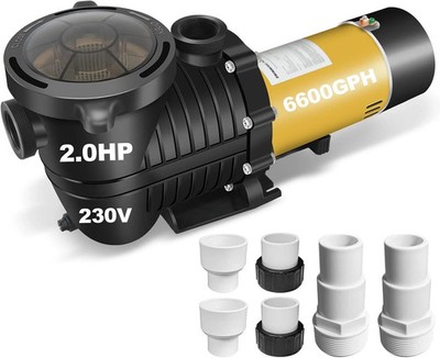 2.0HP Energy-Saving 230V Two-Speed Pool Pump for Spas and Pools, 6600 GPH