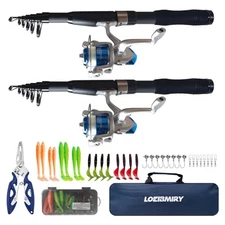 Fishing Rod Combo Set with Telescopic Spinning Reels for Saltwater & Freshwater