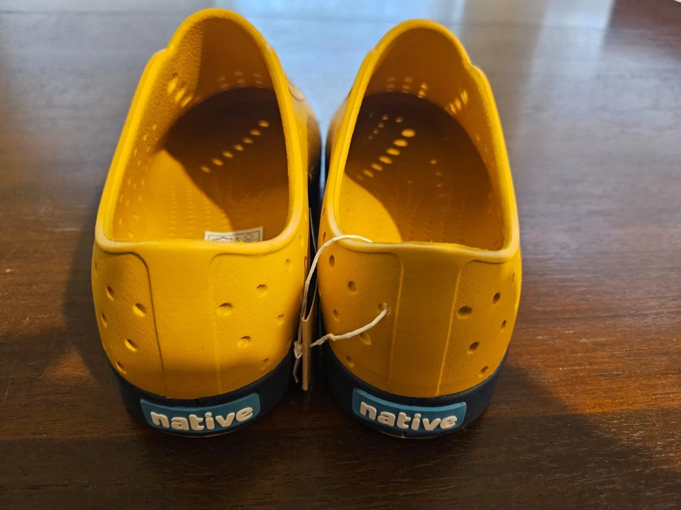 NATIVE SHOES JEFFERSON Sneakers Slip On Toddler Little Kids Yellow Blue J2 NWT! - Image 4 of 4