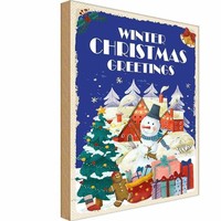 Holzschild 30X20 Cm Christmas Winter Greetings Deko Geschenk Holz Schild