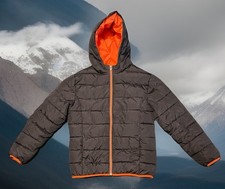 Crazy 8 Navy Blue/Orange Hooded Puffer Kids Jacket Size 14 L Broncos Colors