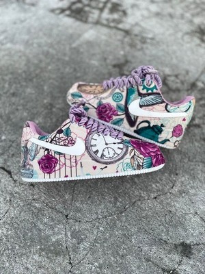 Nike Air Force 1 Custom Pastel Purple Rose Garden Sneakers