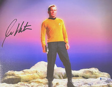 William Shatner Signed 11" x 14" Star Trek Kirk On Rock Photo Beckett BAS