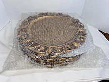 Set of 6 Designer Luxury Bronze 14" Beautiful Embossed Baroque Charger Plates