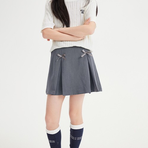 Girls bow pleated skirt children's Korean version college style - Picture 4 of 6