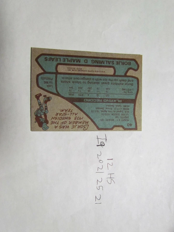 1979 1980 Borje Salming Signed Hockey Card JSA Auction Certified  - Image 2 of 2