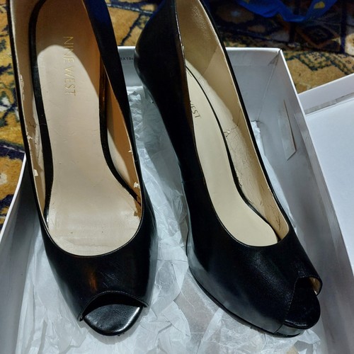 Nine West Black Leather Ladies Shoes Heels UK7 - Picture 3 of 11