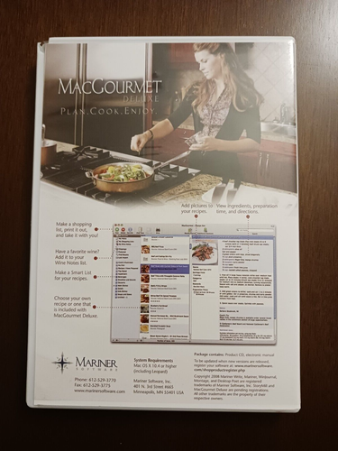 MacGourmet Deluxe Mariner Cooking Software Mac Macintosh MacOS - Picture 2 of 4