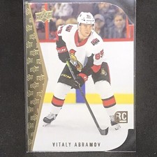19-20 UD Series 1 Hockey RC Tribute Rookie 9 Vitaly Abramov Ottawa Senators Gold