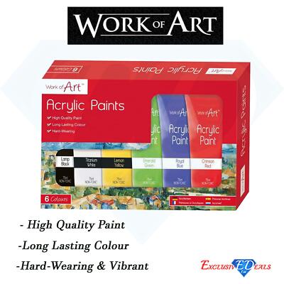 Kunstwerk 6er Pack verschiedene hochwertige Acrylfarben Set (75ml)