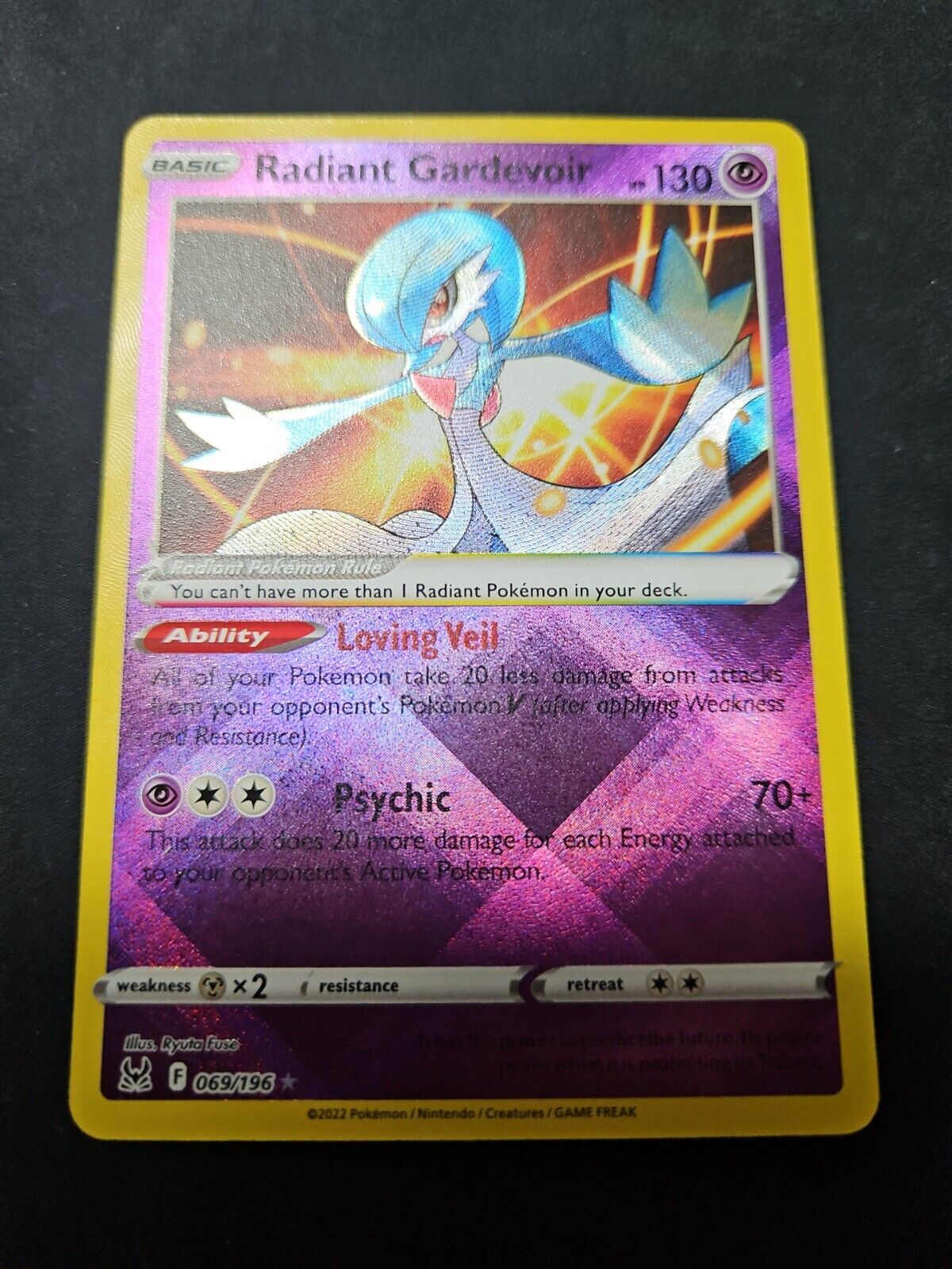 Radiant Gardevoir SHINY HOLO RARE card 069/196 SWSH Lost Origin 2022  Pokemon TCG