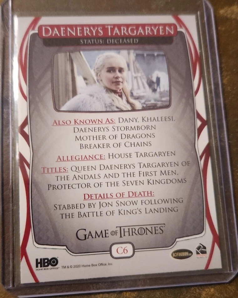 Daenerys Targaryen 2020 Game Of Thrones The Complete Series The Cast Insert C6 - Image 2 of 2